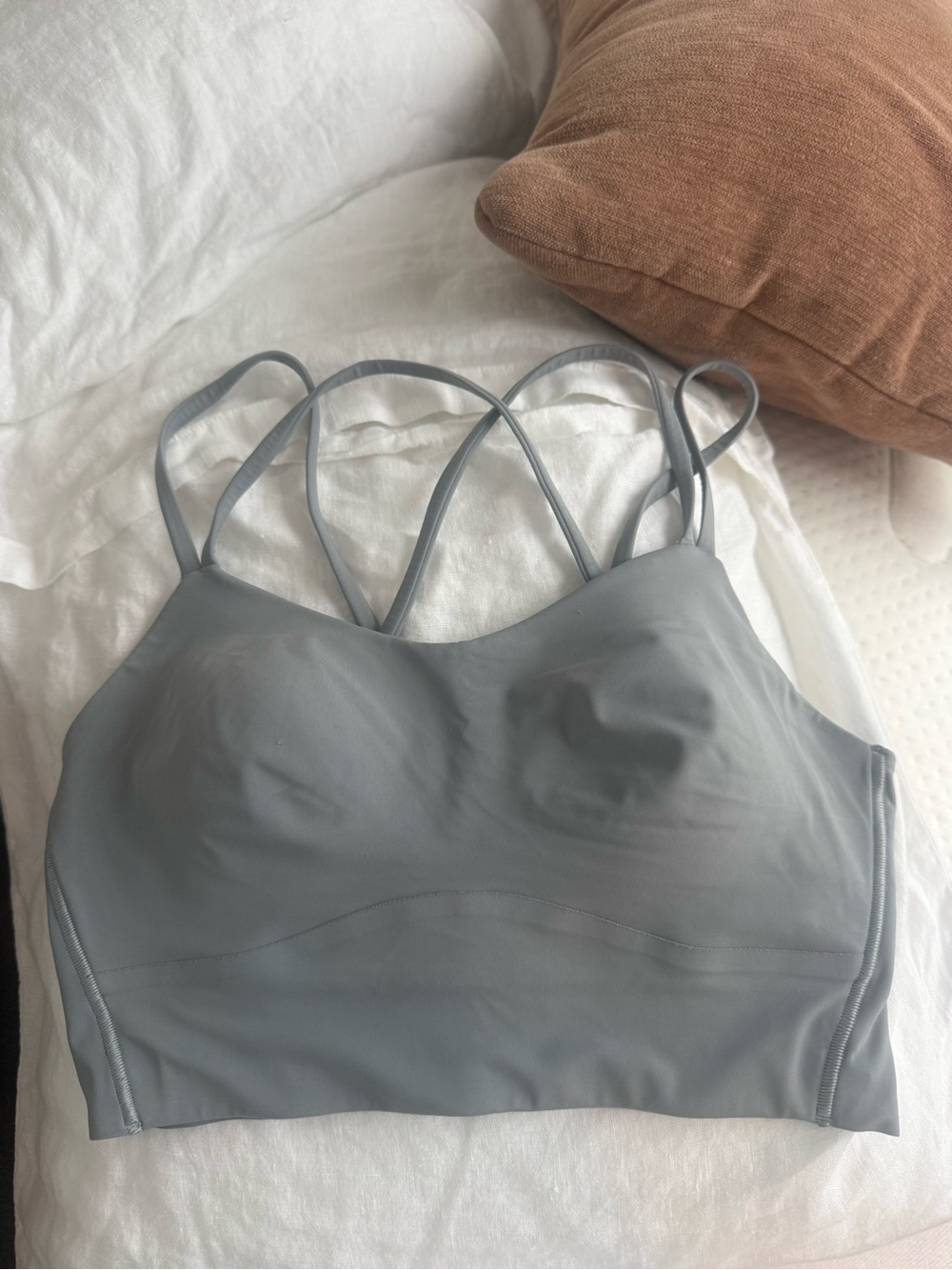 Like a Cloud Longline Bra - Light Support, Light Gray / Blue